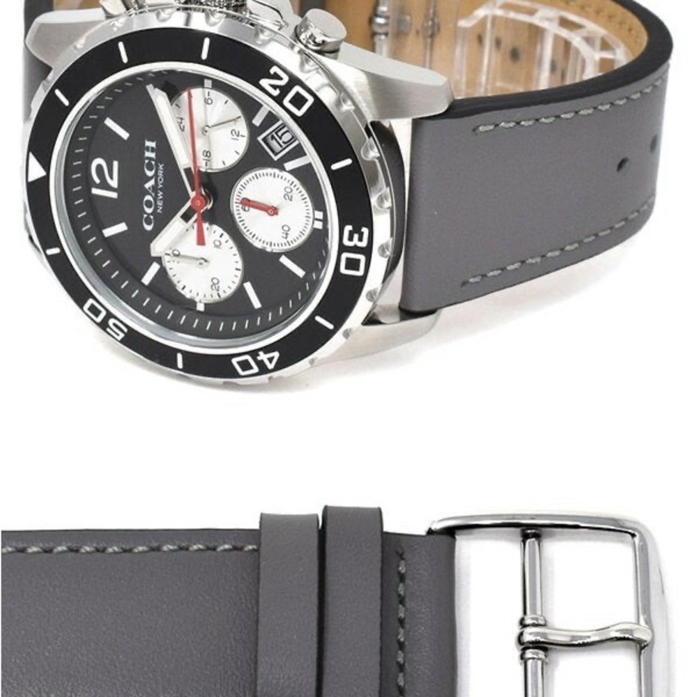 🖤🖤 Coach Kent Grey Dial Grey Leather Strap Watch For Men - 14602561 - Picture 14 of 16